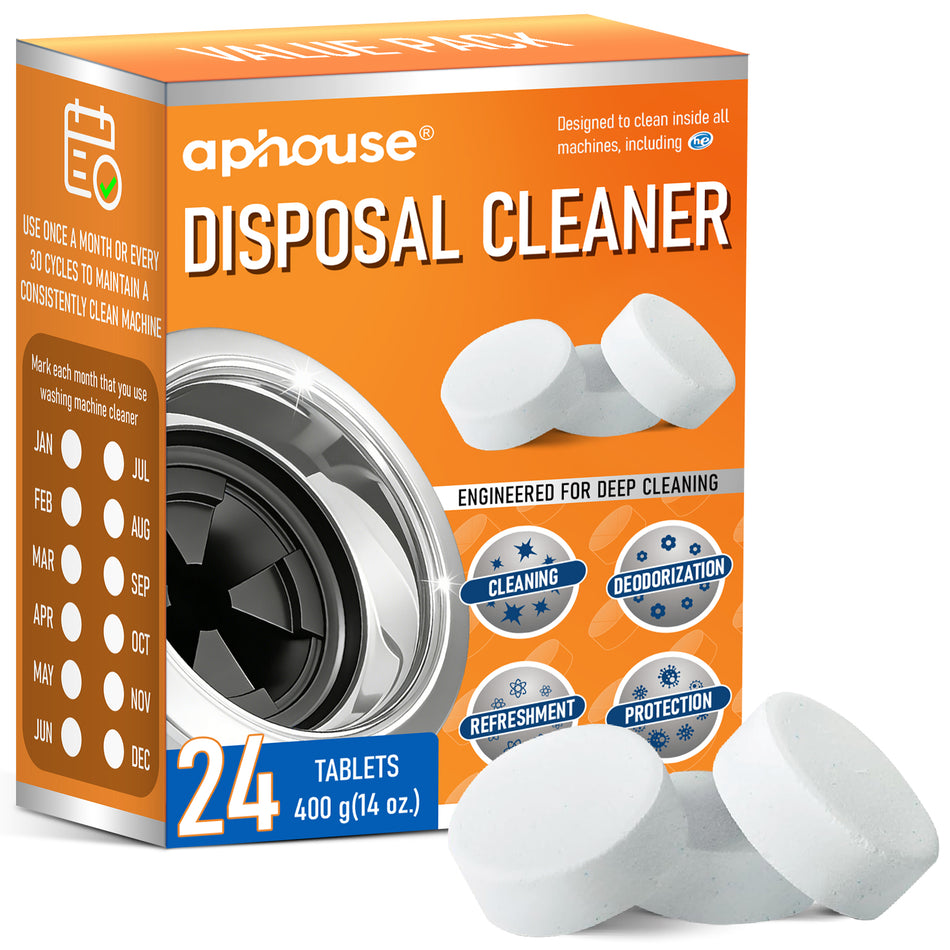 Garbage Disposal Cleaner Deodorizer Tablets - 24 Pack, New Powerful XL Foaming Tablet - Fresh Citrus Foam Sink Garburator Disposer Freshener, Natural Kitchen Drain Cleaning Care - 1 Year Supply